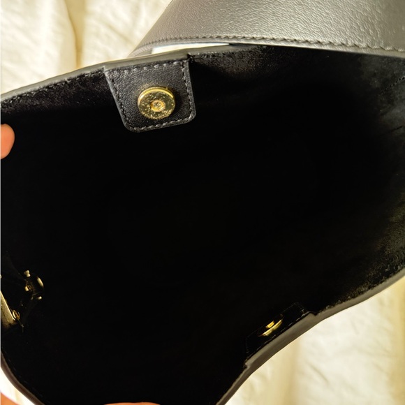 Italic Black Leather Bucket Bag - Picture 3 of 9